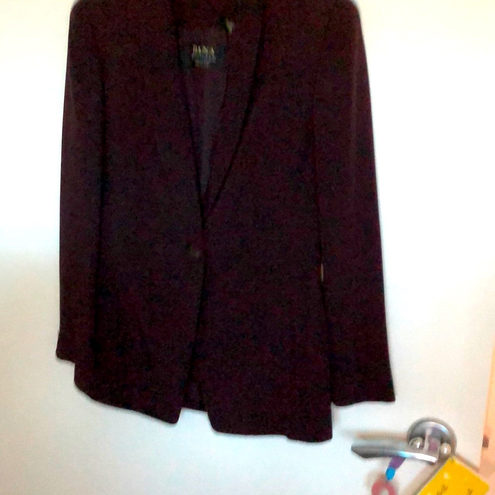 Dana Buchman, deep wine blazer
